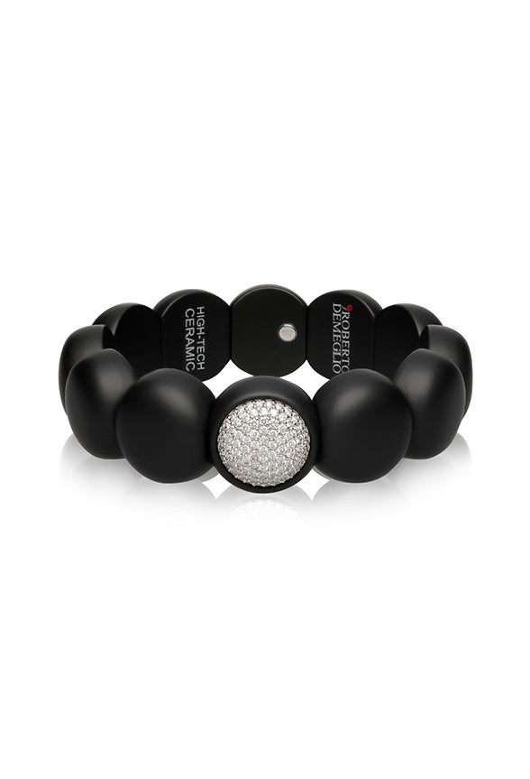 DAMA bracciale medio nera satinata diam bianchi