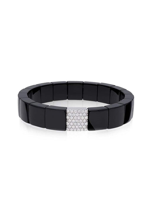 DOMINO bracciale ceramica nera lucida diam bianchi